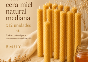 Vela cera miel natural mediana x12 unidades