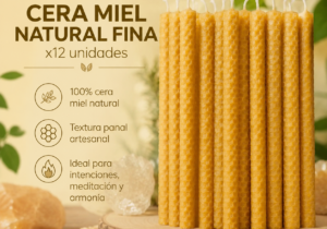 Vela cera miel natural fina x12 unidades